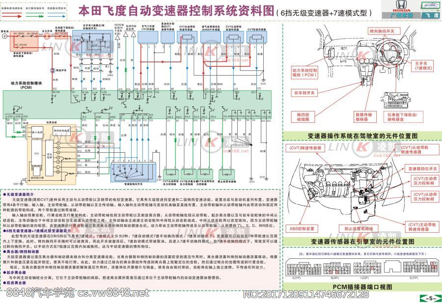 广州本田飞度1 自动变速器控制系统电路图